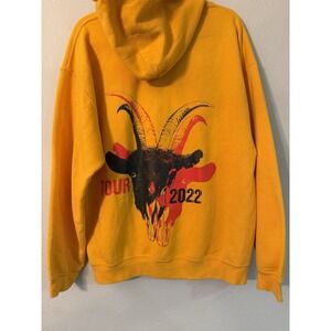 Slipknot Hoodie Mens Large Yellow Knotfest Official Tour 2022 Goat Head Band